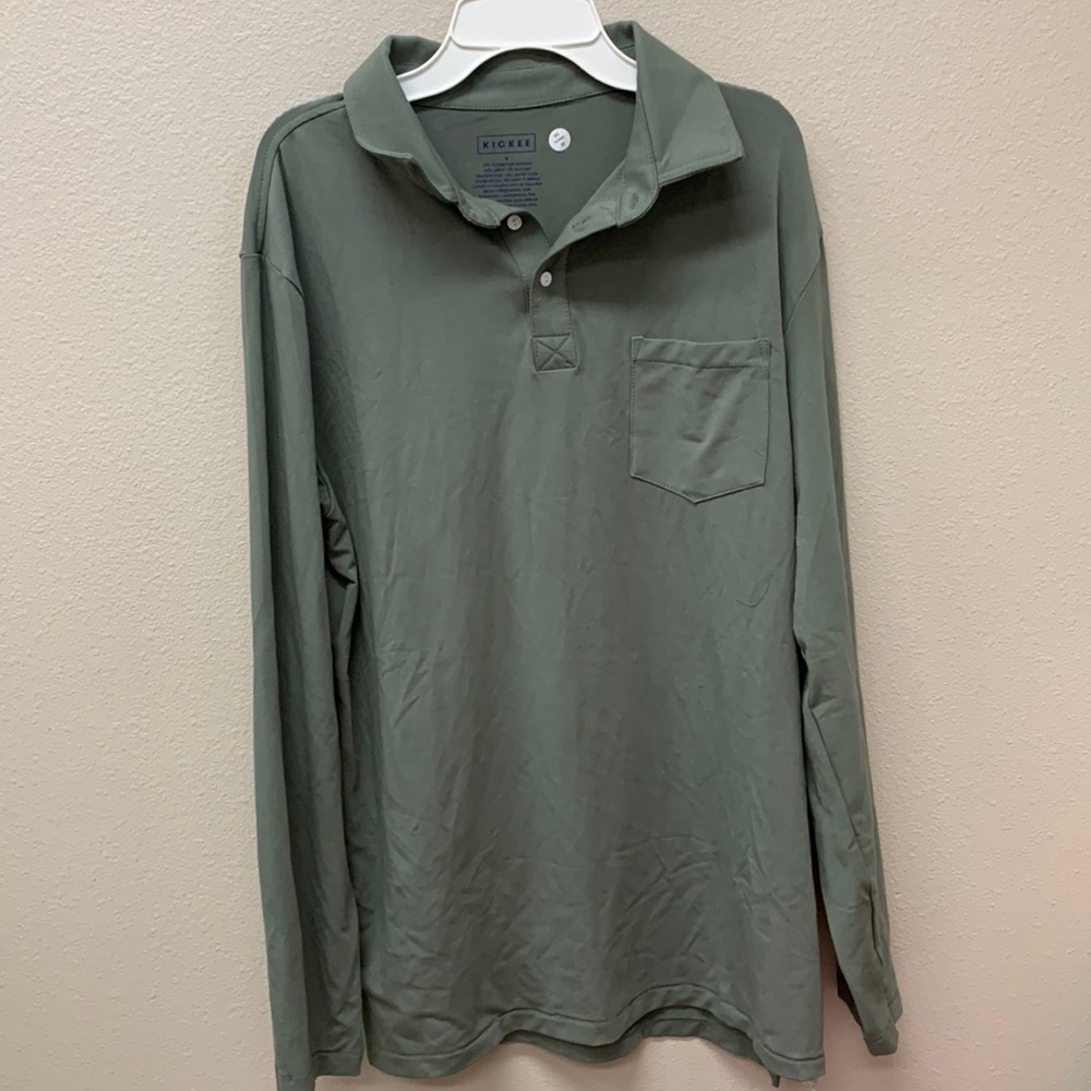 Kickee pants mens M long sleeve polo in succulent